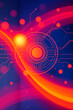 © ramya - Futuristic abstract technology background featuring a glowing multi-colored neon tech circle with an empty center. Dynamic beams, moving binary code, and cube perspectives enhance the depth.