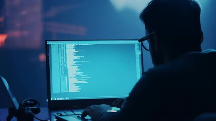 Nighttime Coder Working on Project