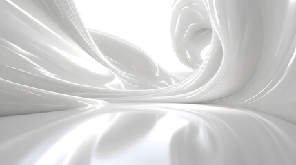 Wall Mural - Abstract white glossy structure in a futuristic architectural design