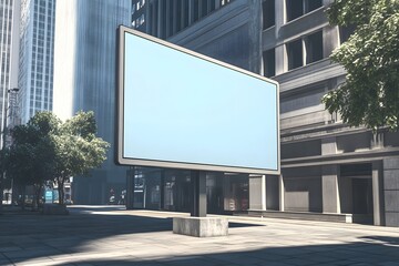 blank billboard, city street, mockup, advertising, sunlight, urban, daytime, signage, display