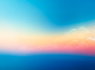 Aufkleber - Soft blend of blue, orange, and pink creates an abstract gradient background.  Blurred texture evokes a dreamy, serene, and calming atmosphere.