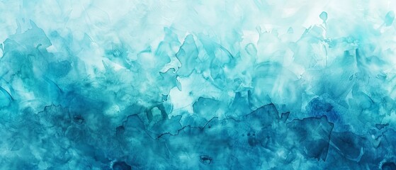 Wall Mural - Vibrant blue azure and turquoise abstract watercolor background with sea waves gradient pattern, perfect for textures, web banners, and design projects