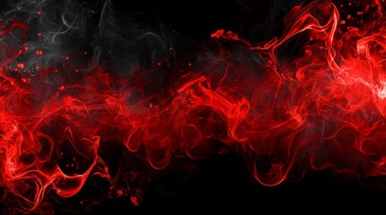Canvas Print - abstract red smoke on black background