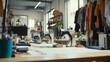 © Mcgui - Interior of a high-end fashion studio. Featuring designers working on garments. Emphasizing creativity and craftsmanship. Ideal for fashion industry editorials.