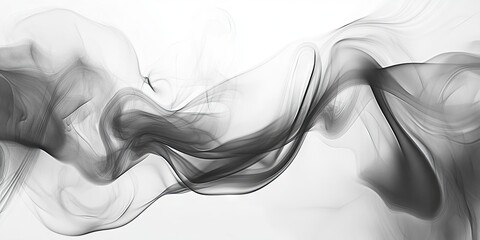 Wall Mural - abstract black and white smoke waves flowing gracefully across a light background with smooth curves