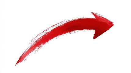 Red paint arrow pointing up, white background, growth concept