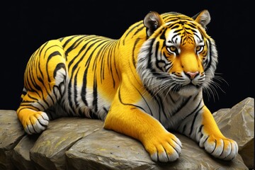 Wall Mural - there is a tiger that is laying on a rock