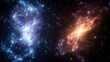 © SnapNest - Astronomy planets theories concept. A stunning cosmic scene featuring vibrant blue and orange nebulae against a dark backdrop of space.