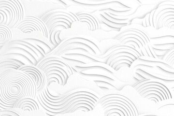 Wall Mural - White wave pattern, textured background, abstract design, paper art, website banner