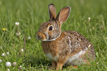 Wall Mural - there is a rabbit that is sitting in the grass