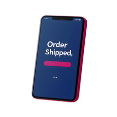 minimalist e-commerce app notification for shipped order on white background