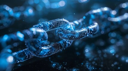 Wall Mural - abstract digital chain, representing secure data connections. blue glowing links symbolize technolog