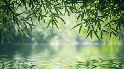 Canvas Print - Serene Bamboo Reflections: A Tranquil Oasis of Green