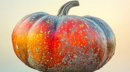 Wall Mural - Close up image of a colorful pumpkin with stem attached