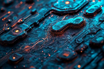 Wall Mural - A vibrant abstract wave pattern is created with modern high-tech digital lines
