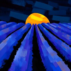 Wall Mural - breathtaking digital artwork depicting a mesmerizing sunset landscape with vibrant cosmic rays and d