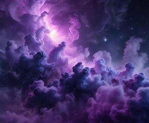 Wall Mural - swirling clouds of purple mist in a dark blue universe, galaxy, abstract shapes