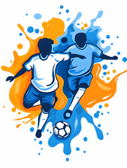 Wall Mural - Players kick football in abstract match, possible use sports event advertising