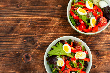 Canvas Print - Summer salad with vegetables and eggs.