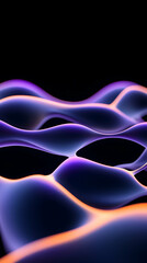 Wall Mural - Abstract waves flow with neon light on black background, for creative design