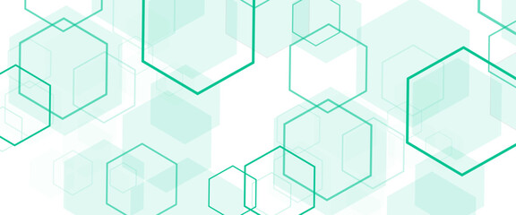 Wall Mural - vector geometric abstract background with soft green hexagons. medical, technology or science design