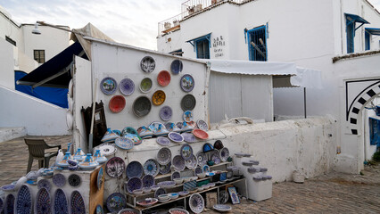 Wall Mural - Il caratteristico villaggio di Sidi Bousaid si trova vicino a Cartagine e si distingue per i colori bianco e azzurro delle sue case. Cartagine, Tunisia, Africa del Nord