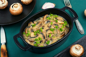 Canvas Print - Mushroom champignon sauce with cream.