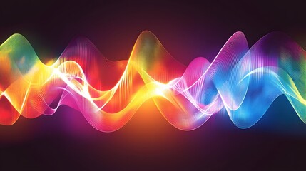 Wall Mural - abstract flowing colorful waves against a dark backdrop are displayed