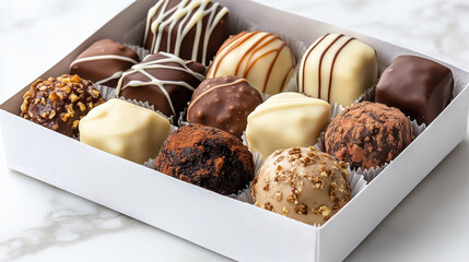 Poster - Delightful gourmet chocolates in box, perfect for tasting and sharing