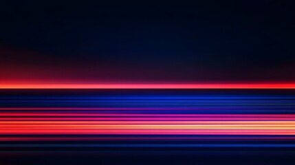 Wall Mural - Abstract image displays illuminated vibrant horizontal lines against dark backdrop