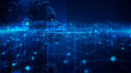 Leinwandbilder - Vector Abstract modern technology futuristic, AI Artificial Intelligence concept. Cyber Big Data, digital data, datum communication, innovation on hi tech future, cyberspace design for background
