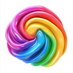 Wall Mural - Lollipop with swirled rainbow colors, isolated on white