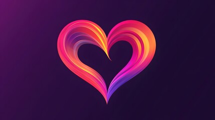 Wall Mural - Abstract heart shape with vibrant colors against dark background