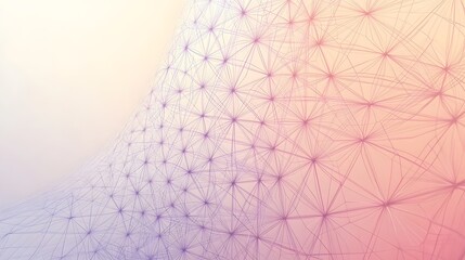 Wall Mural - abstract geometric background of interconnected nodes and lines in pink