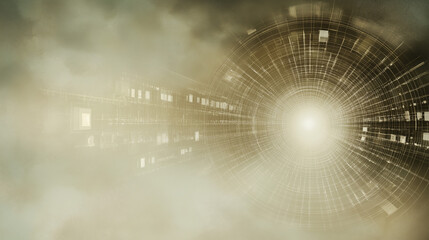 Wall Mural - through the digital veil: an ethereal and abstract depiction of a digital portal, with a mesmerizing