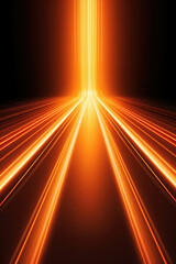 Wall Mural - futuristic orange light effect with straight lines running towards bright center