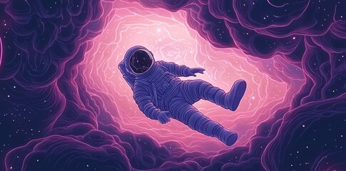 Wall Mural - an astronaut floats peacefully in an ethereal cosmic tunnel