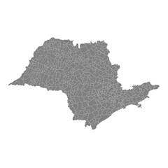 Fototapete - High Quality map of Sao Paolo is a state of Brazil, with borders of the municipalities