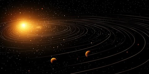 solar system showing planets orbiting a bright sun illustration