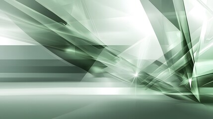 Wall Mural - abstract composition shows sharp geometric shapes in green hues