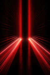 Wall Mural - red light effect creating a straight line illusion in a dark space environment