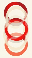 Wall Mural - abstract composition shows overlapping red and cream colored circles