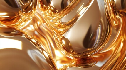 Poster - Abstract Golden Liquid: A Luxurious Swirl of Molten Gold