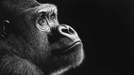 Wall Mural - A Majestic Gorilla Portrait: A Black and White Masterpiece