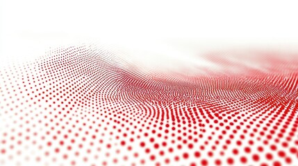 Poster - Red dots form an undulating surface on a white background