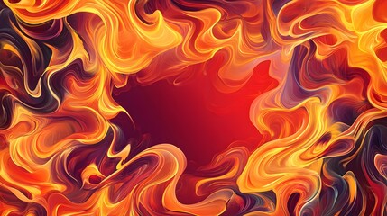 Wall Mural - Abstract swirling design of fire and heat against red backdrop