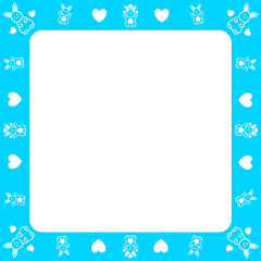 Wall Mural - blue square frame with cute rabbit on surround