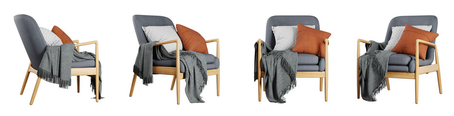 Poster - Armchair set isolated on transparent background. 3D render. 3D illustration.