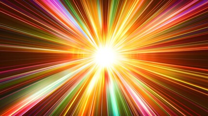 Wall Mural - brilliant light bursts outwards forming colorful and radiating energy