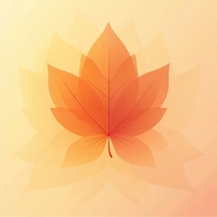 Wall Mural - Orange maple leaf overlapping faded leaves on peach background